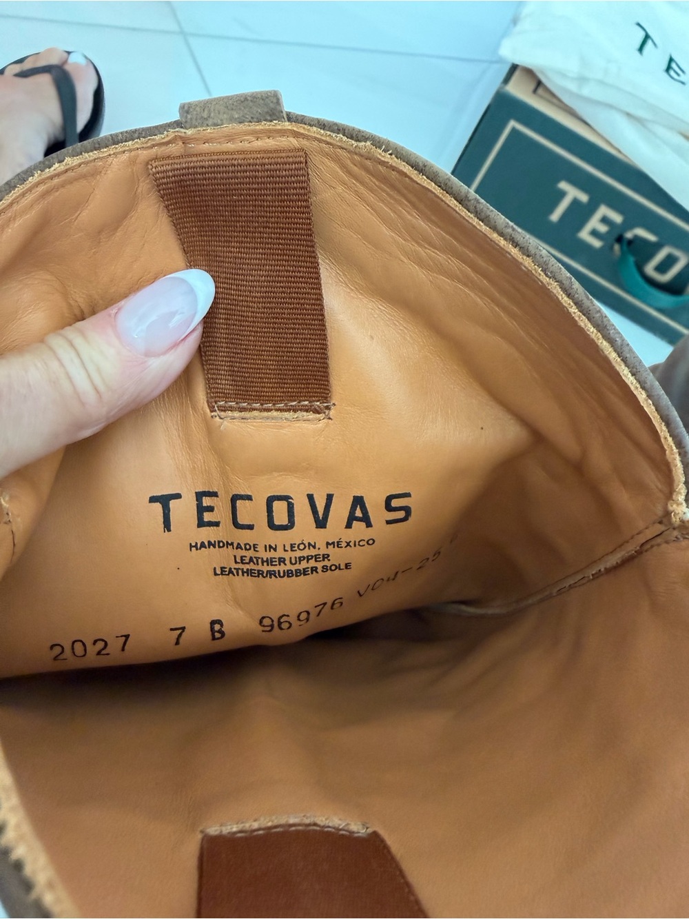 Tecovas Tan Leather Cowboy Boots with Natural Leather Lining - Picture 5 of 5